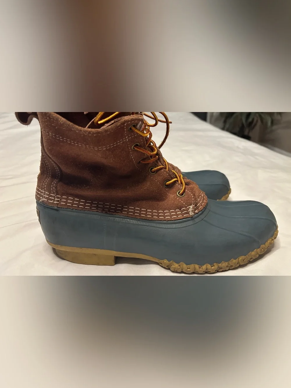 Vintage L.L.Bean Boots Men’s 10M Brown Suede Blue Rubber Duck Boots USA